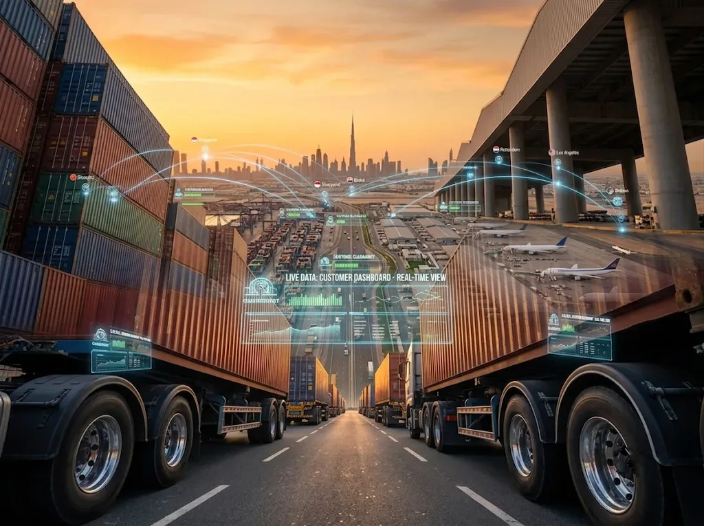 Global trade containers and cargo at an import export terminal